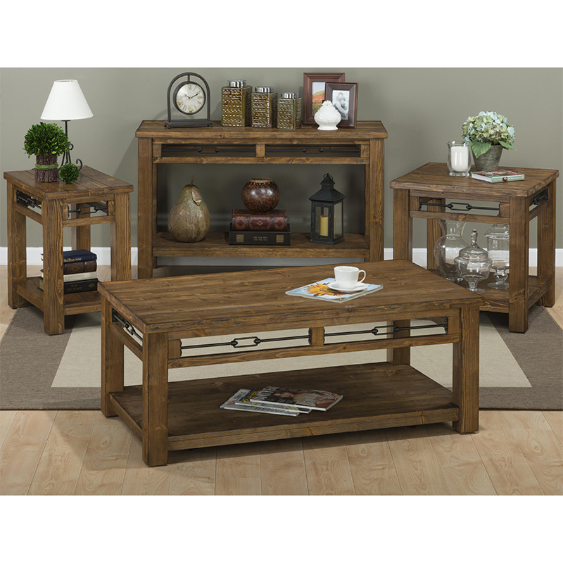 Jofran 463 3 San Marcos End Table In Distressed Pine W Turnbuckle