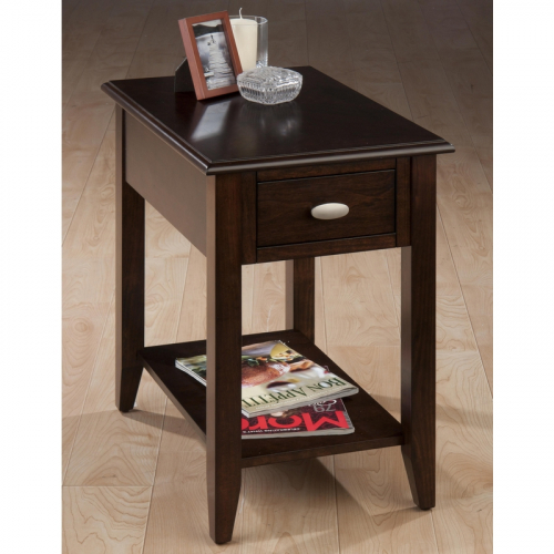 Merlot Chair Side Table with Drawer & Shelf