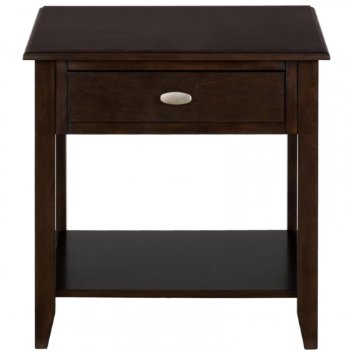 Merlot End Table with 1 Drawer & Shelf