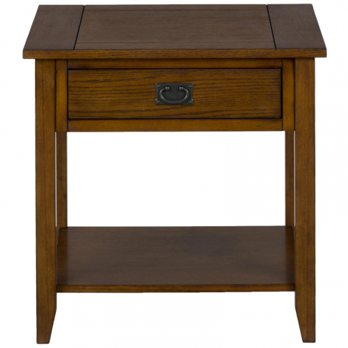 Mission Oak End Table with 1 Drawer & Shelf
