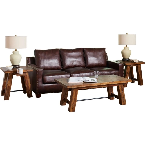 Cannon Valley 3 Piece Coffee & End Tables Setin Distressed Brown Wood