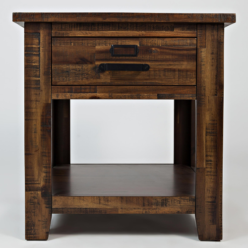 Cannon Valley End Table with Drawer & Shelf in Distressed Wood