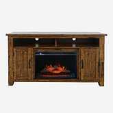 Cannon Valley 60" Console TV Stand with Electric Fireplace in Distressed Wood
