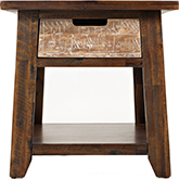 Painted Canyon End Table w/ Drawer & Shelf in Distressed Acacia
