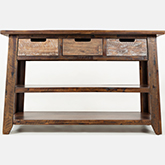 Painted Canyon Sofa Table w/ 3 Drawers & 2 Shelves in Distressed Acacia