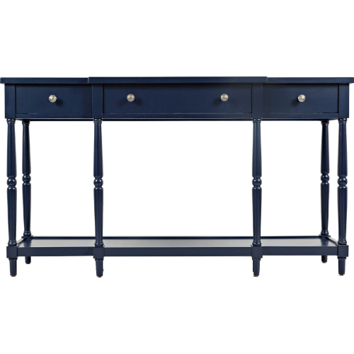 Stately Home 60" 3 Drawer Breakfront Console Table in Navy Finish