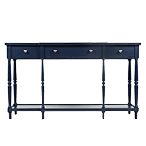 Stately Home 60" 3 Drawer Breakfront Console Table in Navy Finish