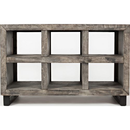 Mulholland Drive 6 Compartment Sofa Table in Distressed Wood & Metal