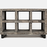 Mulholland Drive 6 Compartment Sofa Table in Distressed Wood & Metal
