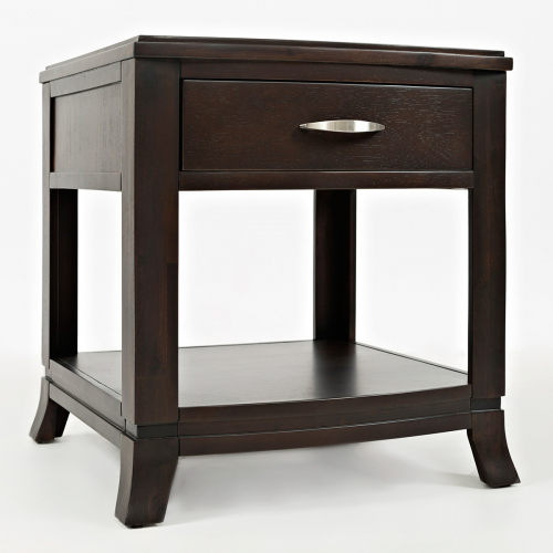 Downtown End Table in Dark Merlot with Brushed Nickel Hardware