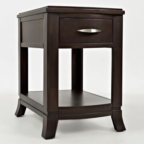 Downtown Chair Side Table in Dark Merlot with Brushed Nickel Hardware