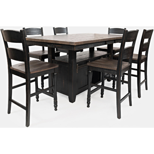 Madison County 72" 7 Piece Counter Height Dining Set in Black Reclaimed Pine