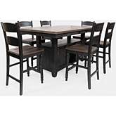 Madison County 72" 7 Piece Counter Height Dining Set in Black Reclaimed Pine