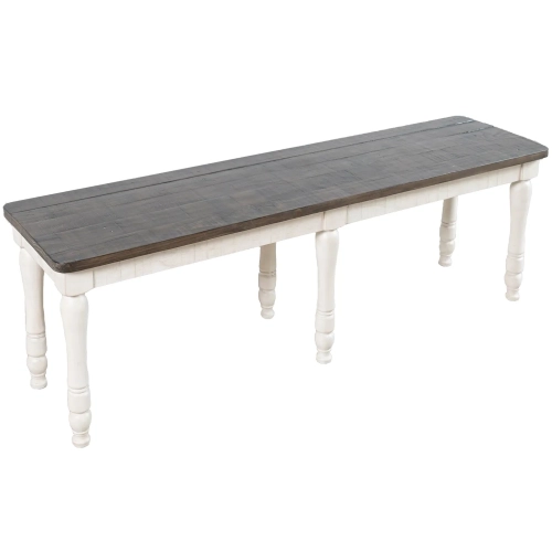 Madison County 54" Dining Bench in Pine & Vintage White & Barnwood