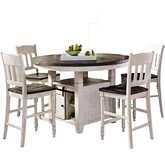 Madison County 5 Piece Round Counter Dining Set in Vintage White & Reclaimed Wood