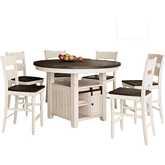 Madison County 7 Piece Round Counter Dining Set in Vintage White & Reclaimed Wood
