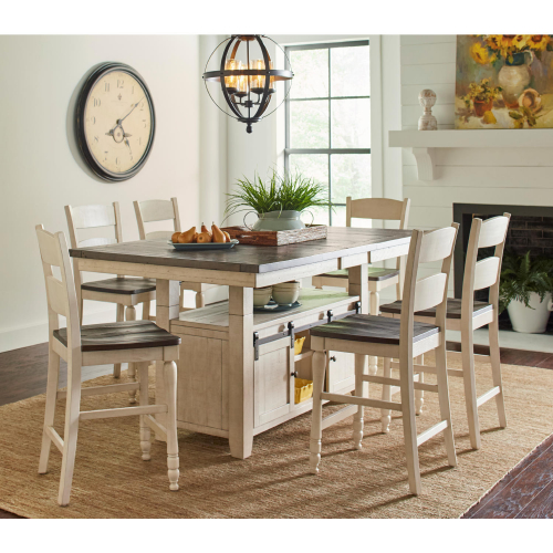 Madison County 7 Piece Counter Dining Set in Reclaimed Pine & Vintage White