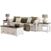 Madison County 3 Piece Lift Top Coffee Table Set in Vintage White Distressed Wood