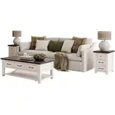 Madison County 3 Piece Coffee & USB End Table Set in White Distressed Wood