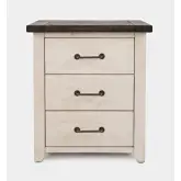 Madison County USB Charging Nightstand in Vintage White Reclaimed Wood