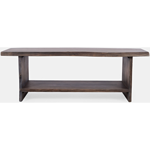 Cooper 52" Bench with Storage Shelf in Slate Grey Finish Live Edge Acacia