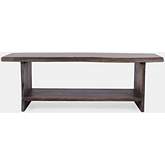 Cooper 52" Bench with Storage Shelf in Slate Grey Finish Live Edge Acacia