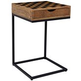 Global Archive Checkerboard C Side Table in Mango Wood & Metal