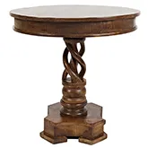 Global Archive Hand Carved Pedestal Table in Solid Mango Wood
