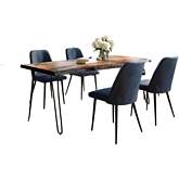 Nature's Edge 5 Piece Dining Set in Chestnut Finish Wood, Metal & Blueberry Fabric by Jofran