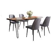 Nature's Edge 5 Piece Dining Set in Chestnut Finish Wood, Metal & Grey Fabric by Jofran