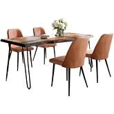 Nature's Edge 5 Piece Dining Set in Chestnut Finish Wood, Metal & Light Brown Fabric by Jofran