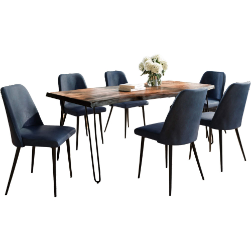 Nature's Edge 5 Piece Dining Set in Chestnut Finish Wood, Metal & Blueberry Fabric