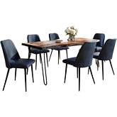 Nature's Edge 5 Piece Dining Set in Chestnut Finish Wood, Metal & Blueberry Fabric by Jofran