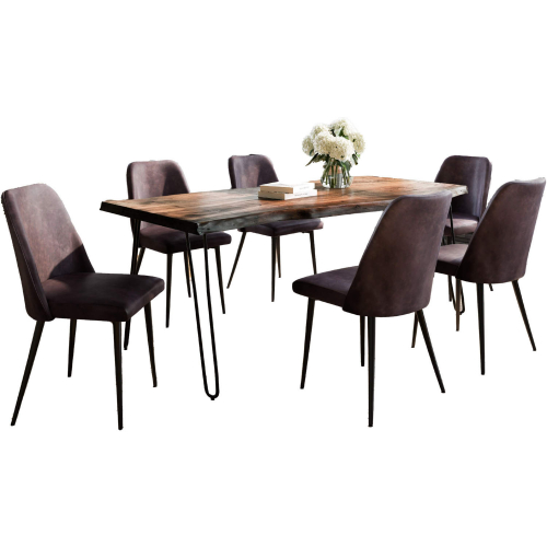 Nature's Edge 5 Piece Dining Set in Chestnut Finish Wood, Metal & Dark Brown Fabric