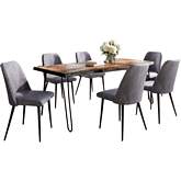 Nature's Edge 5 Piece Dining Set in Chestnut Finish Wood, Metal & Grey Fabric by Jofran