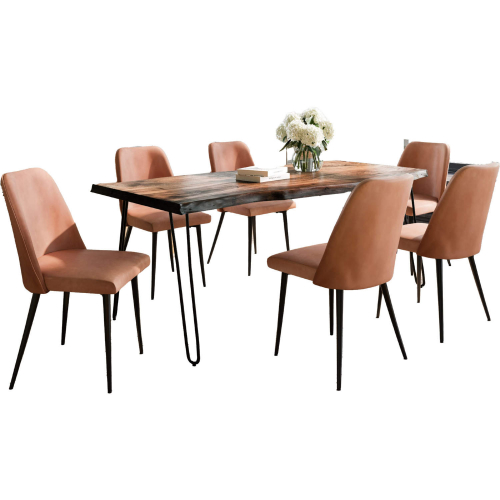 Nature's Edge 5 Piece Dining Set in Chestnut Finish Wood, Metal & Light Brown Fabric