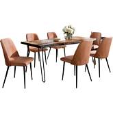 Nature's Edge 5 Piece Dining Set in Chestnut Finish Wood, Metal & Light Brown Fabric by Jofran