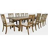 Telluride 11 Piece Extendable Dining Set in Golden Distressed Pine
