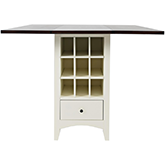 Asbury Park 48" Drop Leaf Storage Counter Dining Table in White & Brown