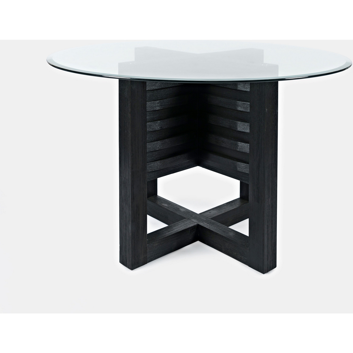 Jofran - Altamonte Round Dining Table with Glass Top - Dark Charcoal - 1851-48BG48RD, image size:1500x1500