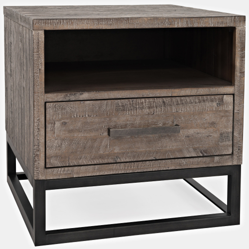East Hampton End Table in Distressed Wood & Metal