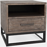 East Hampton End Table in Distressed Wood & Metal