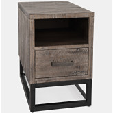 East Hampton Power End Table in Distressed Wood & Metal