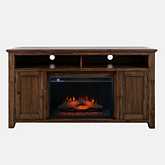 Bakersfield 60" Console TV Stand with Electric Fireplace in Wire Brushed Wood
