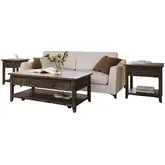 Bakersfield 3 Piece Coffee, End & Side Table Set in Distressed Brown Wood