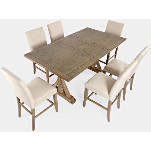 Carlyle Crossing 78" 7 Piece Counter Dining Set in Pine with Slat Stools