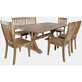 Carlyle Crossing 78" 6 Piece Dining Set with Slat Chairs & Bench in Distressed Pine