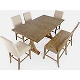 Carlyle Crossing 6 Piece Counter Dining Set in Distressed Pine & Cream Fabric