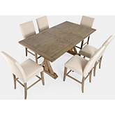 Carlyle Crossing 7 Piece Counter Dining Set in Distressed Pine & Cream Fabric