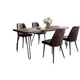 Nature's Edge 5 Piece Dining Set in Slate Finish Wood, Metal & Dark Brown Fabric
